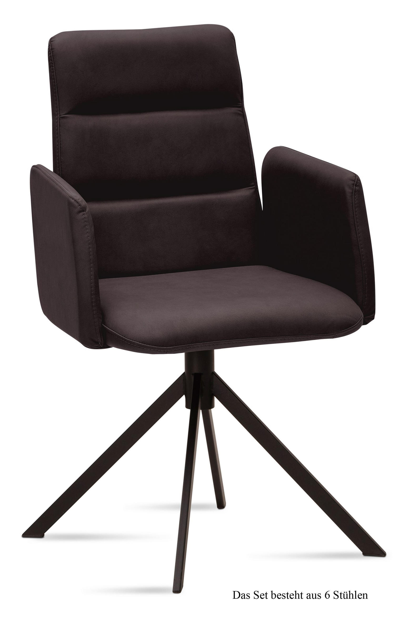 ARMLEHNSTUHL (6er-Set) Duana 52x92x60 Schwarz/Espresso - Dunkelbraun/Schwarz, Kunststoff (60/92/52cm) - 58aufmkessel
