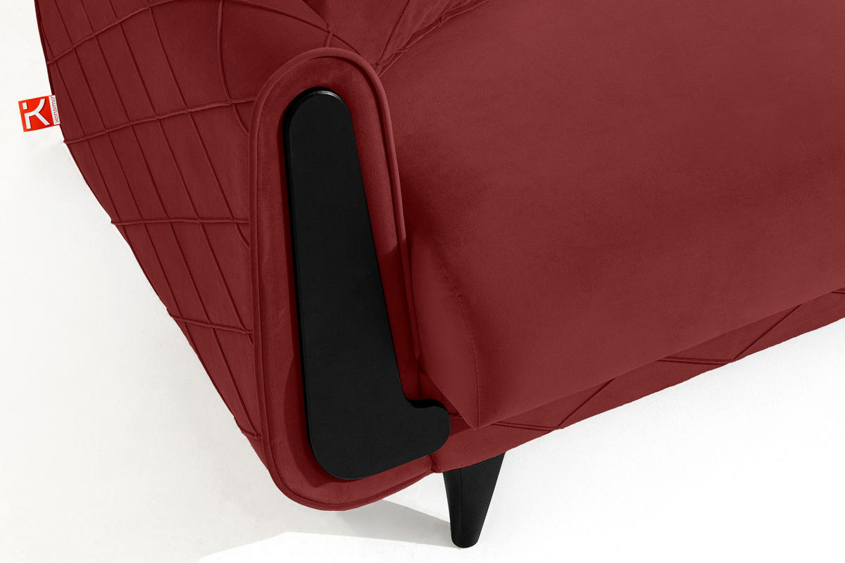 3-SITZER-SOFA GUSTAVO III Sofa 3 Velours, Bordeaux - Bordeaux, Holz/Holzwerkstoff (230/98/98cm) - KONSIMO®