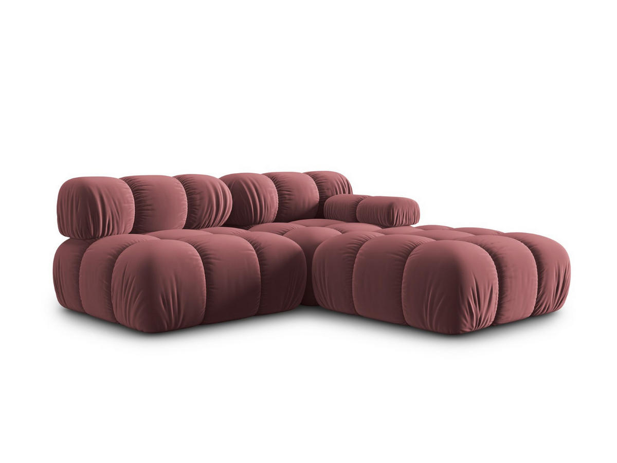 MODULARES-SOFA links Bellis aus Samt rosa 4 Sitzplätze - Pink, Textil (94/63/282cm) - Micadoni