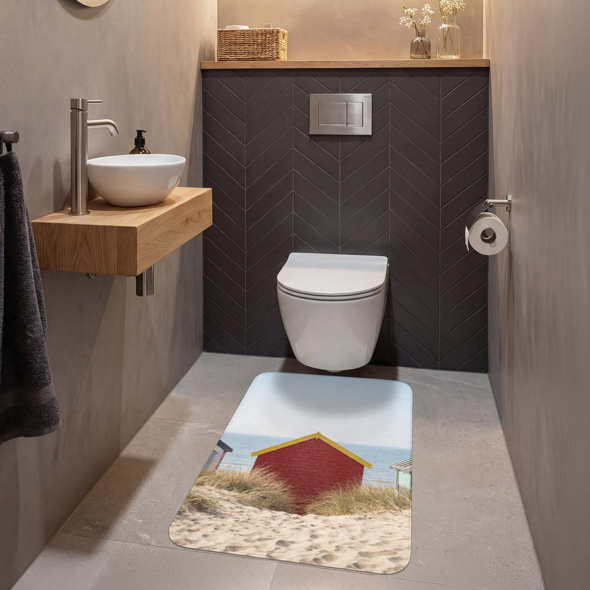 WC PŘEDLOŽKA Pláž - Chaty - Barevné - Duny 60x90 cm - různobarevná, textil/plast (60/1cm) - OnlyWow
