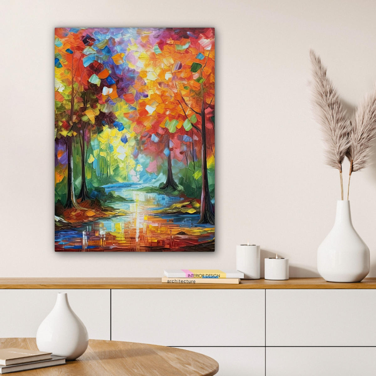 LEINWANDBILD Landschaft - Wald - Farben - Natur 60x80 cm - Multicolor, Textil (60/80cm) - MuchoWow