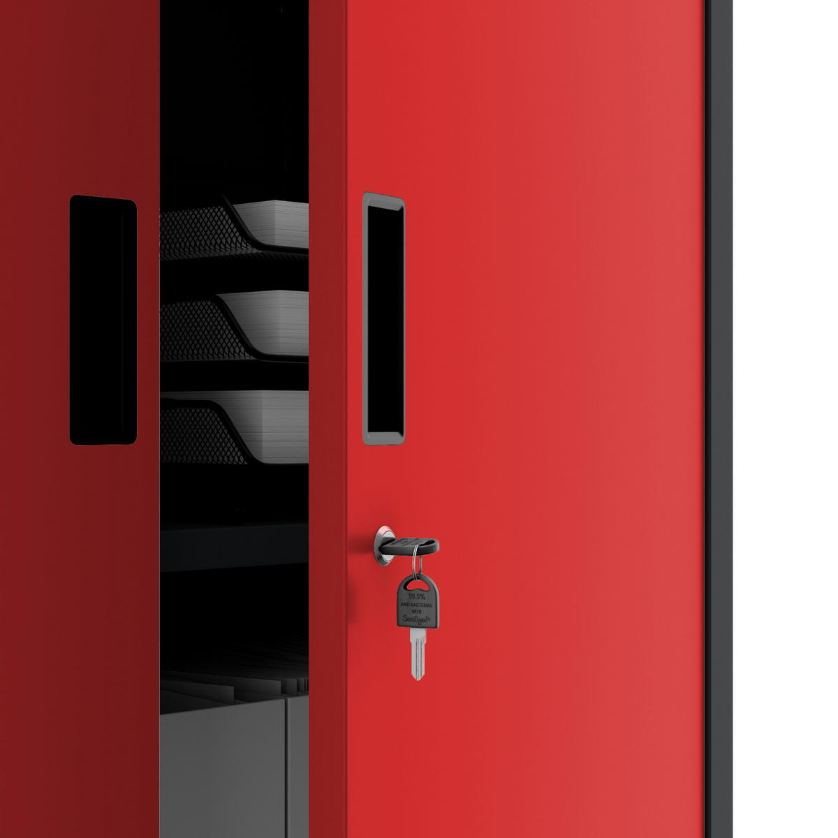 AKTENSCHRANK FILIP II 185x90x40 cm - Anthrazit/Rot, Metall (90/185/40cm) - Jan Nowak