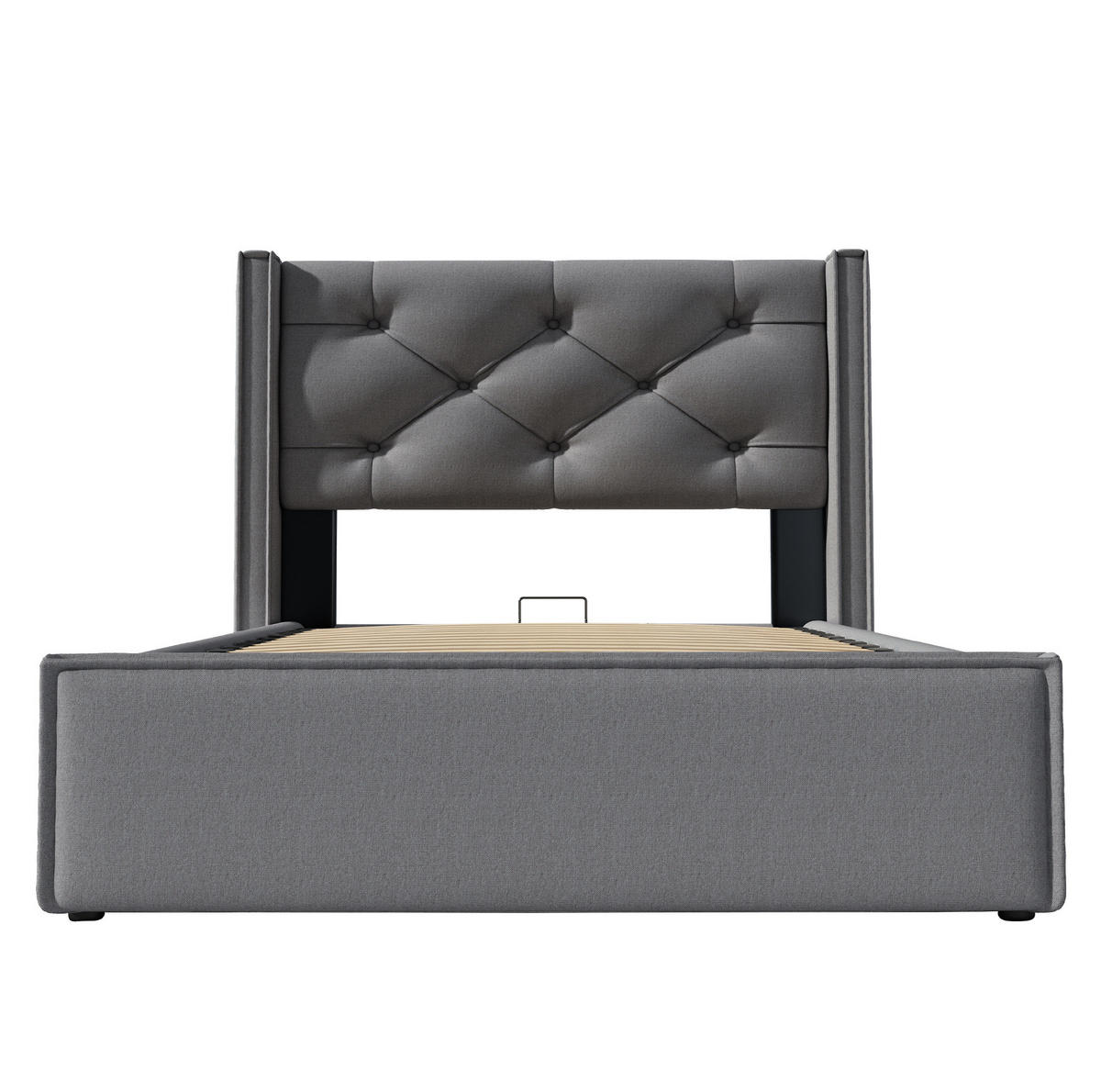 POLSTERBETT 90/200 cm Grau aus Baumwolle mit Stauraum - Grau, Textil (90/200cm) - OKMYHOME