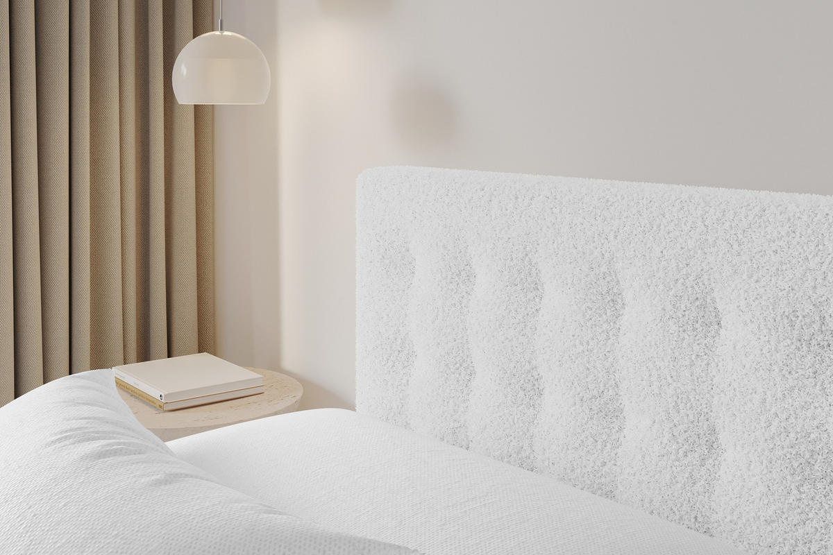 POLSTERBETT mit Bettkasten und Lattenrost, Boxbett ohne Matratze - PARI 180x200 Weiß - Weiß, Holzwerkstoff/Textil (180/200cm) - ALTDECOR