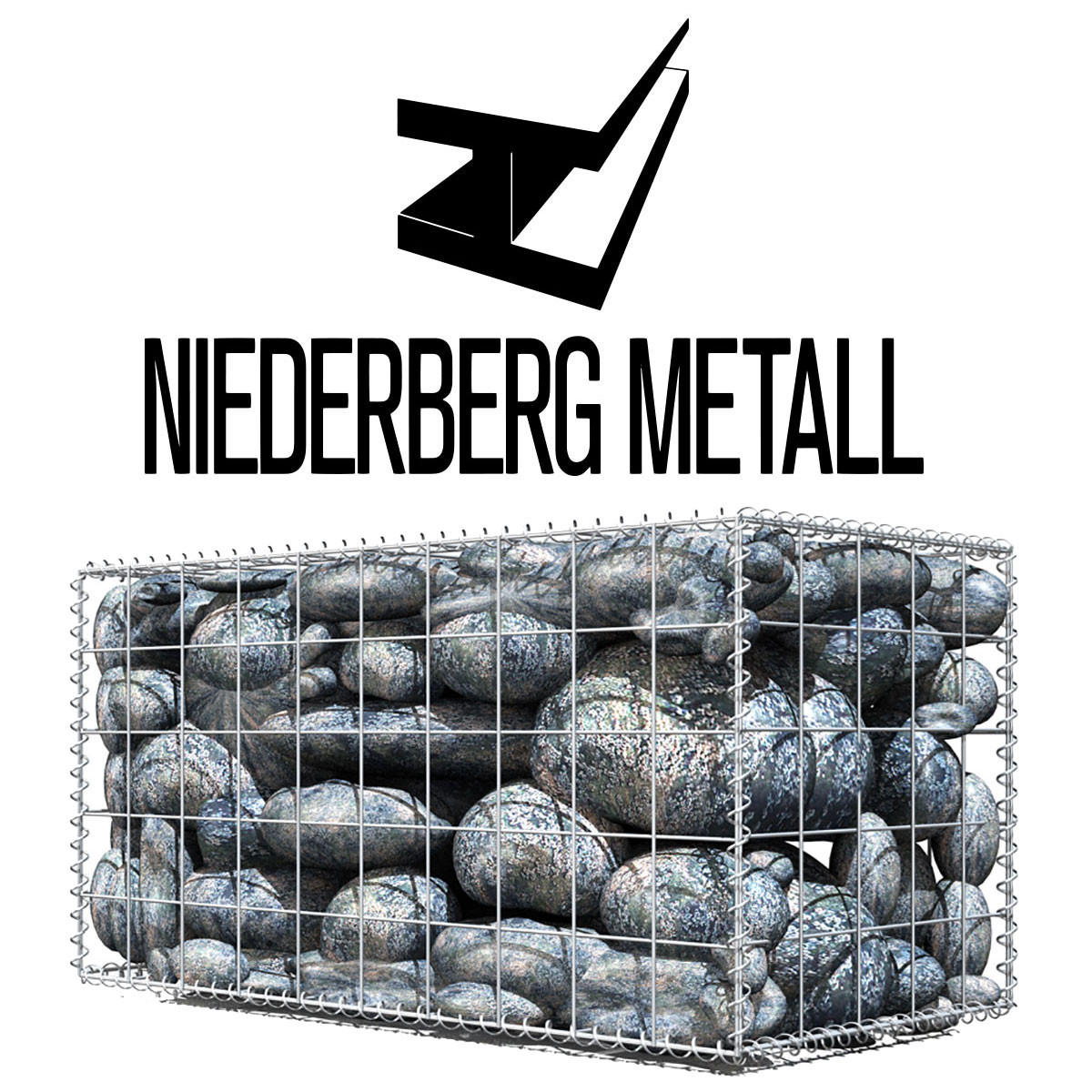 GABIONEN Steinkorb aus Stahl, 100/50/50 cm, Feuerverzinkt - Grau, Metall (50/50cm) - Niederberg Metall