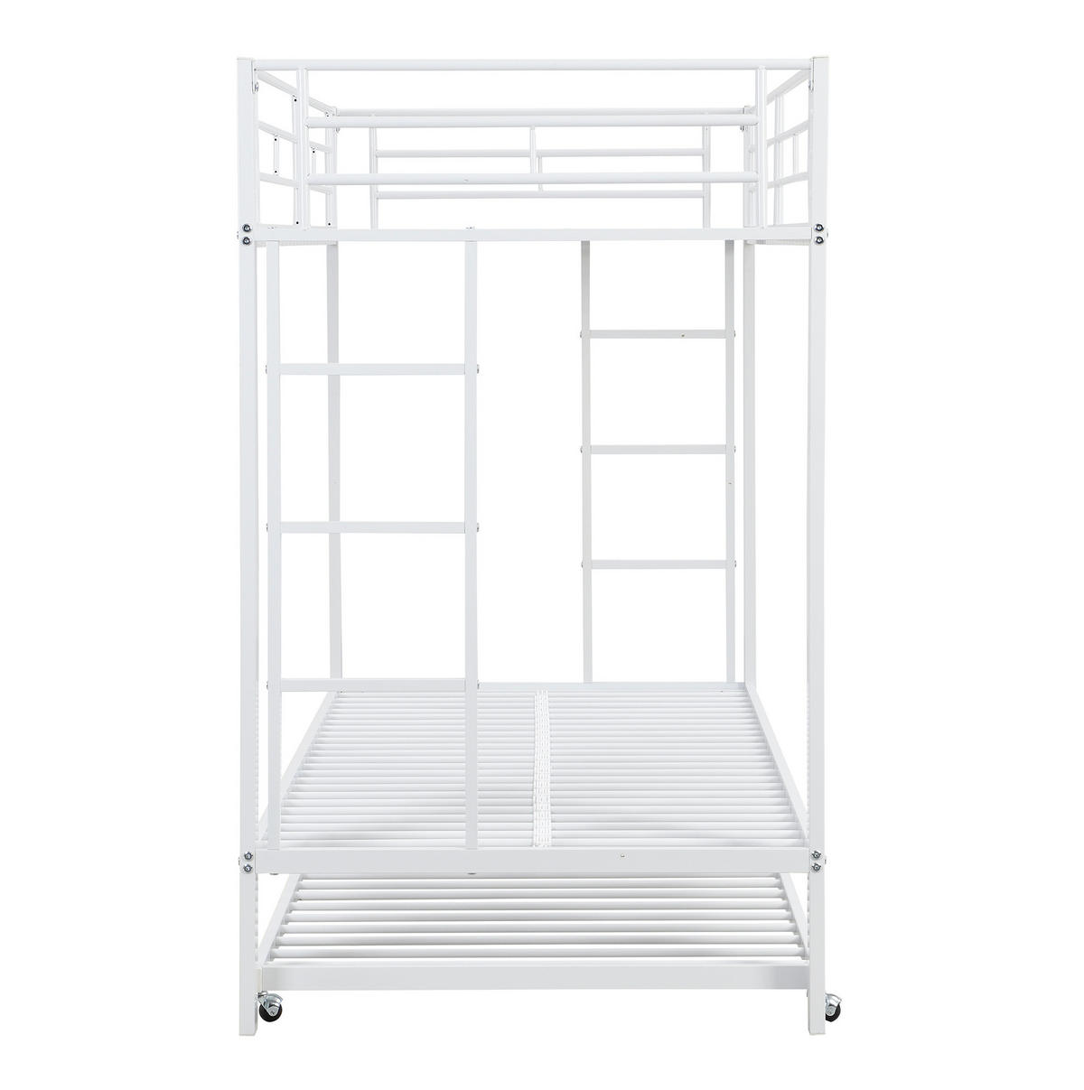 ETAGENBETT 90/200 cm in Weiß aus Metall mit Ausziehbett und hohem Sicherheitsgeländer - Weiß, Metall (90/200cm) - OKMYHOME