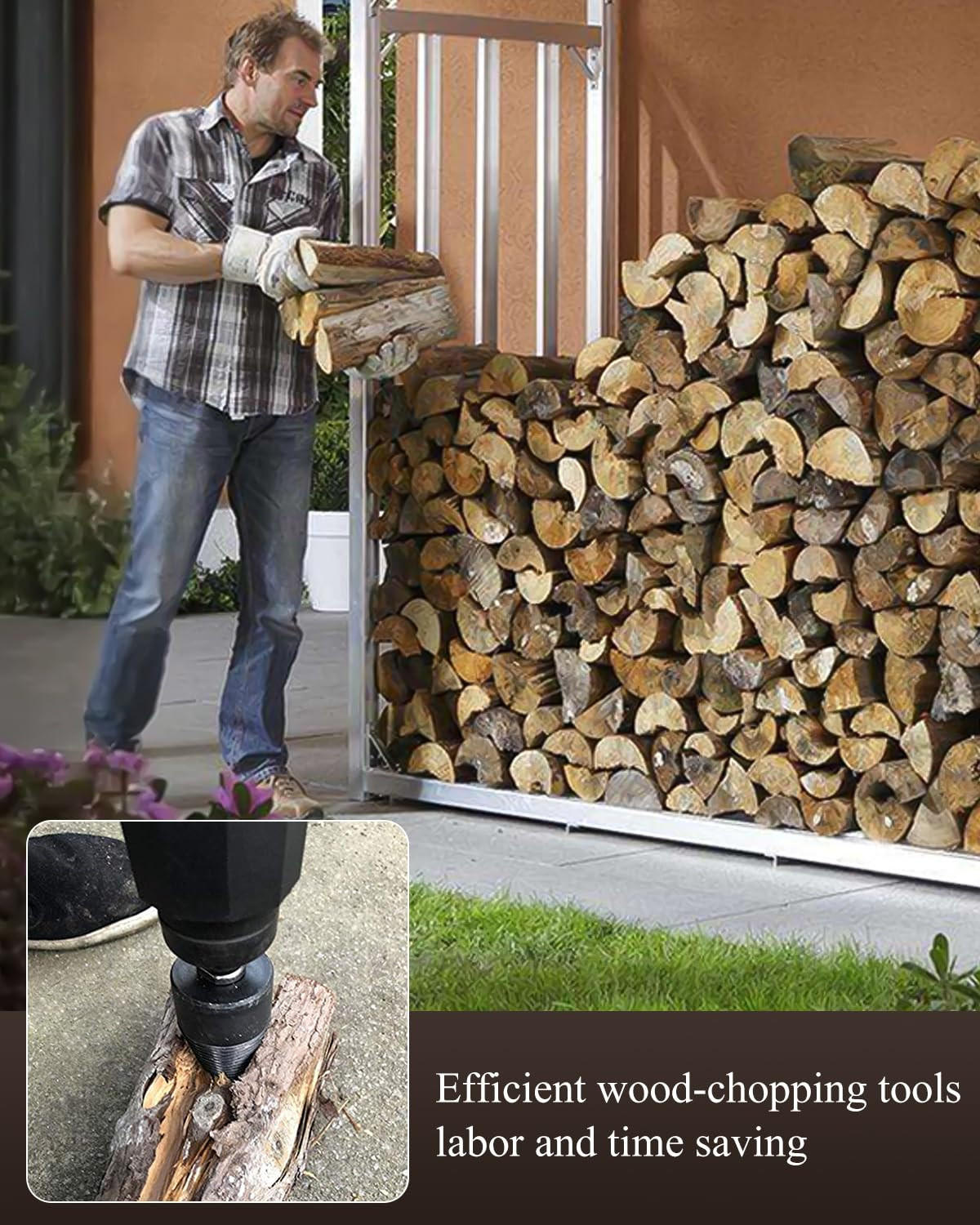 STECHBEITEL – zum Spalten von Holz – 42 mm + 32 mm + 4 Handbohrschrauben - Schwarz, Metall (9/4.2/1cm) - DCA