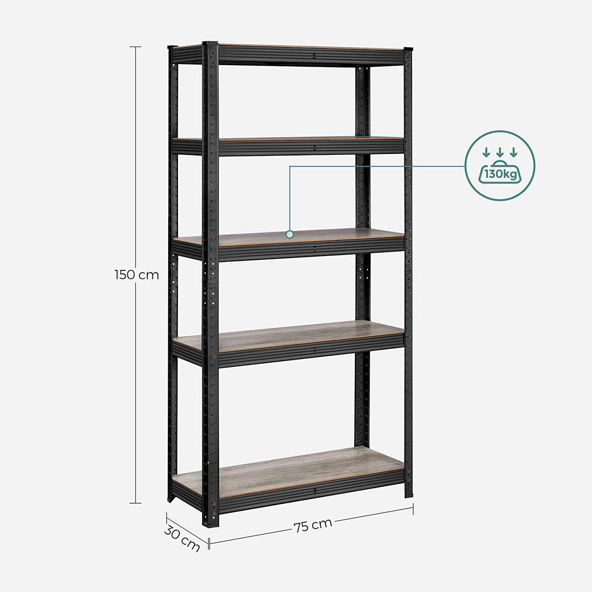 STANDREGAL - Schwarz, Metall (75/150/30cm) - Hansiro