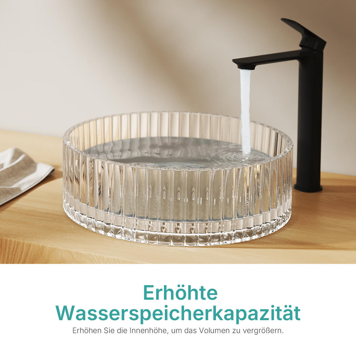 WASCHBECKEN Klarglasspüle Weiß Ø40 / 12 cm - Weiß, Glas (40/12/40cm) - EMKE