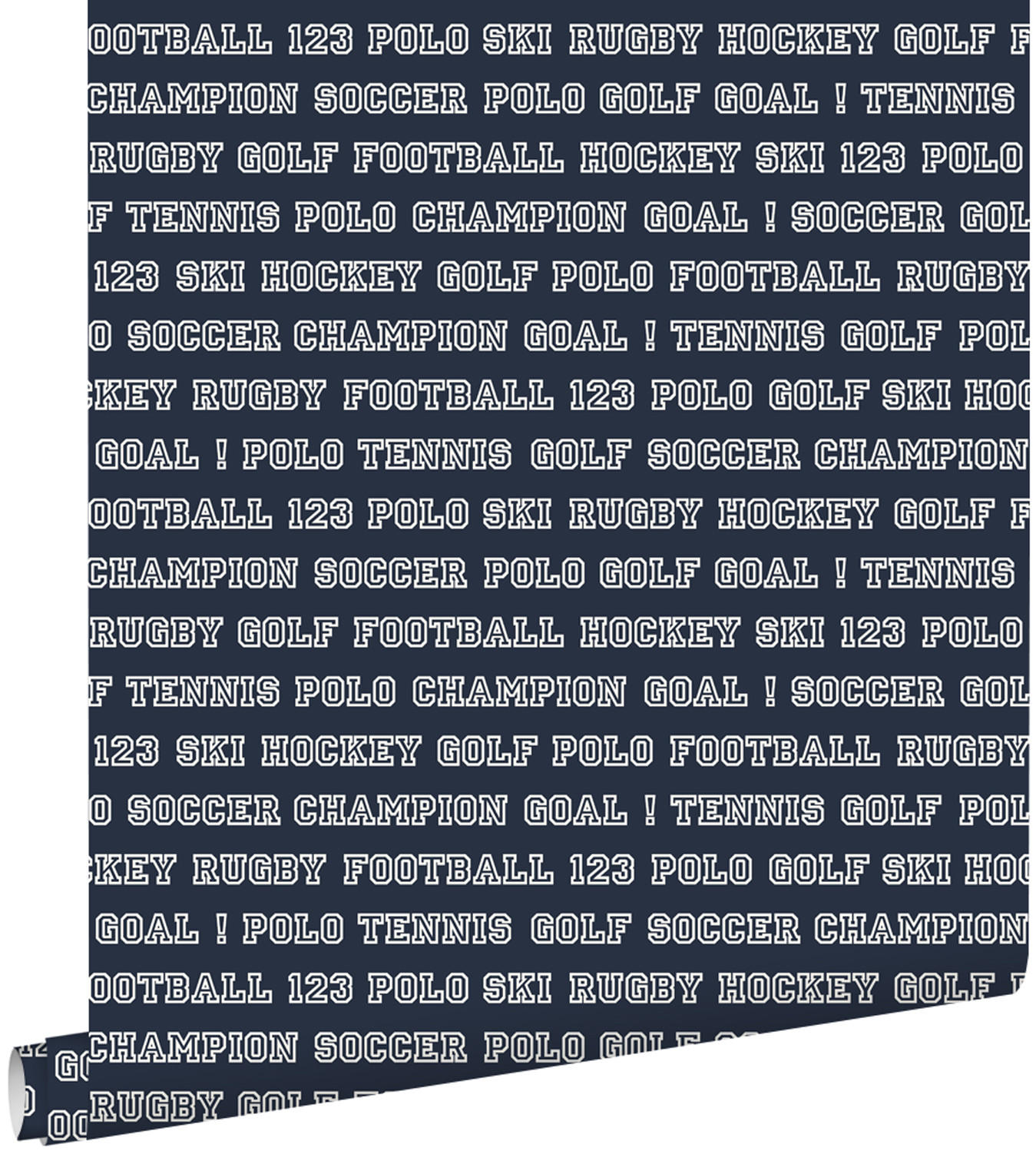 TAPETE Namen von verschienenen Sportarten 53 cm x 10.05 m - Blau, Papier (53/1000cm) - ESTAhome