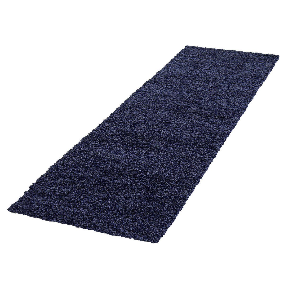 TEPPICH Hochflor Unifarben Polypropylen Wohnzimmer Shaggy Marineblau Läufer 80x250 - Blau, Textil (80/250cm) - KADIMA DESIGN