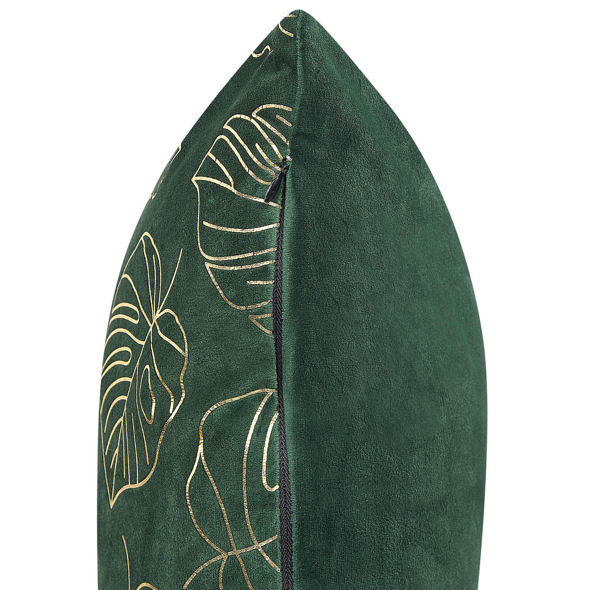 DEKOKISSEN 2er-Set Dunkelgrün 45/45 cm Monstera - Dunkelgrün, Textil (45/45cm) - Beliani