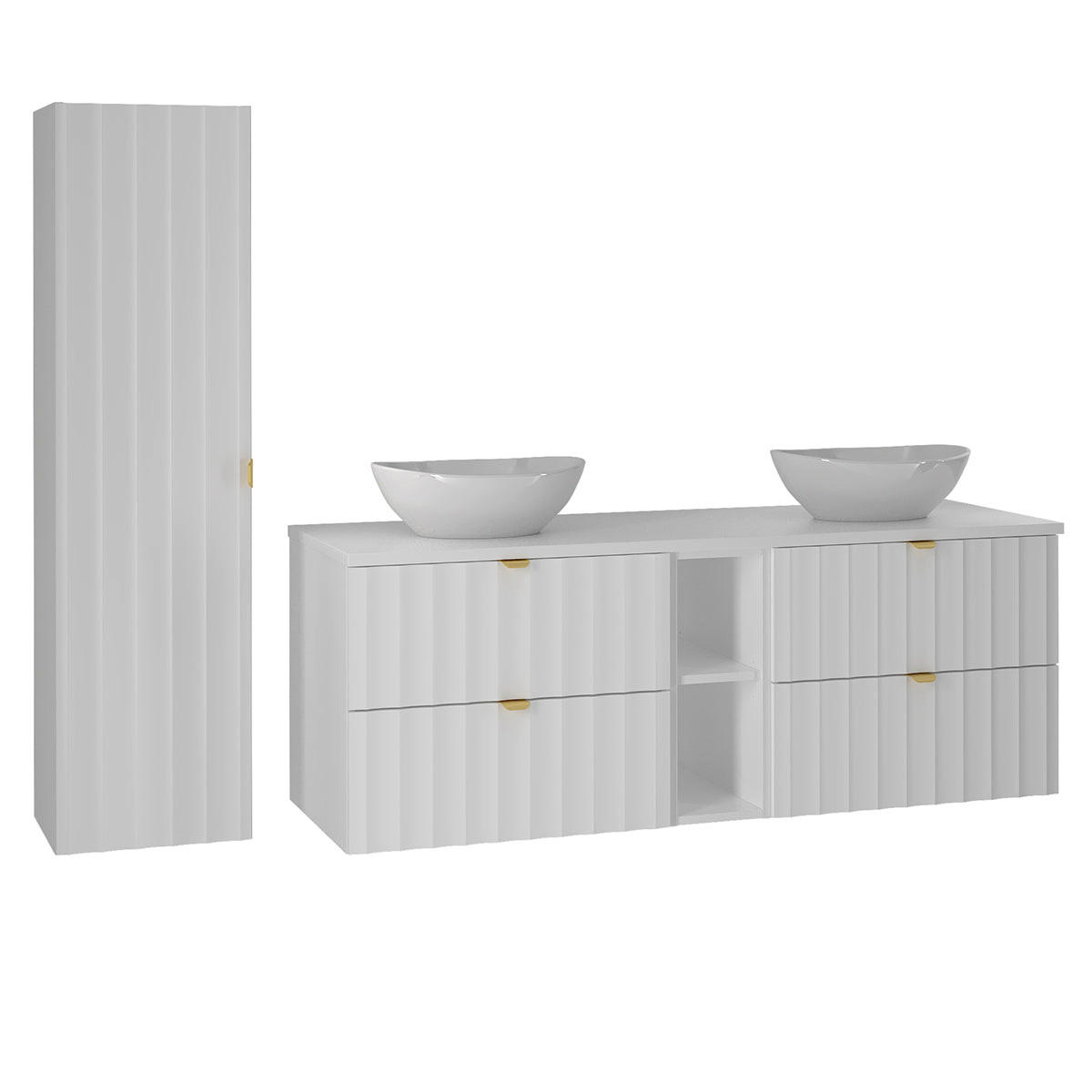 BADMÖBEL 140.6cm Lexa 2er-Set Weiß - Weiß, Holzwerkstoff (140.6/52.2/46.5cm) - Petits-meubles