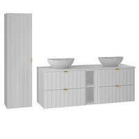 BADMÖBEL 140.6cm Lexa 2er-Set Weiß - Weiß, Holzwerkstoff (140.6/52.2/46.5cm) - Petits-meubles