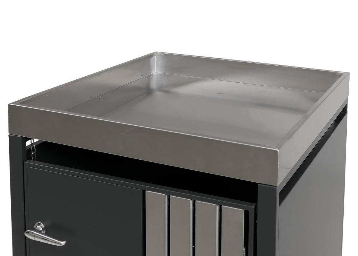 MÜLLTONNENBOX 1er mit Pflanzkasten HxBxT 125x68x84cm Anthrazit Edelstahl - Anthrazit, Metall (68/125/84cm) - PROREGAL