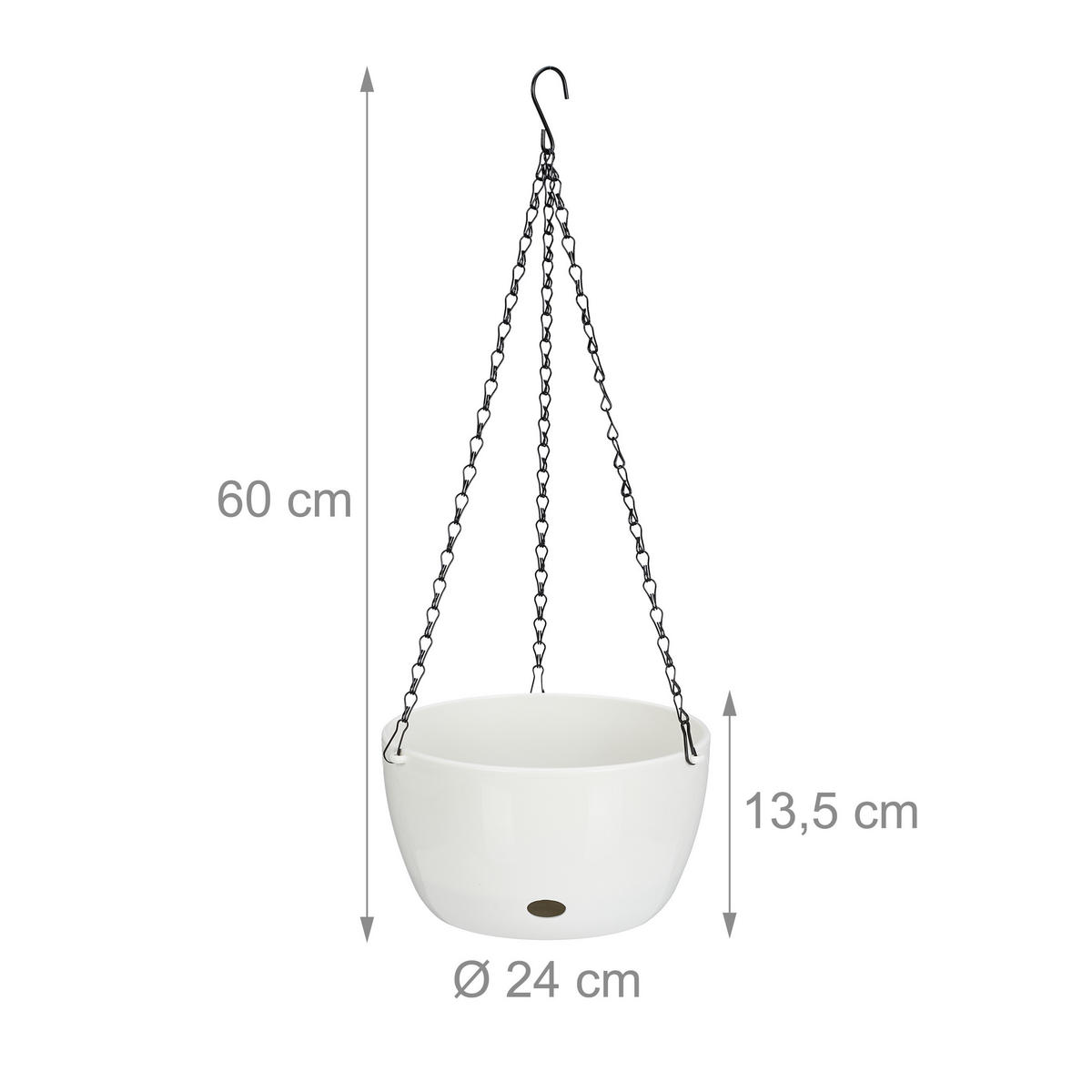 2XBLUMENAMPEL - Weiß, Kunststoff/Metall (60cm) - Relaxdays