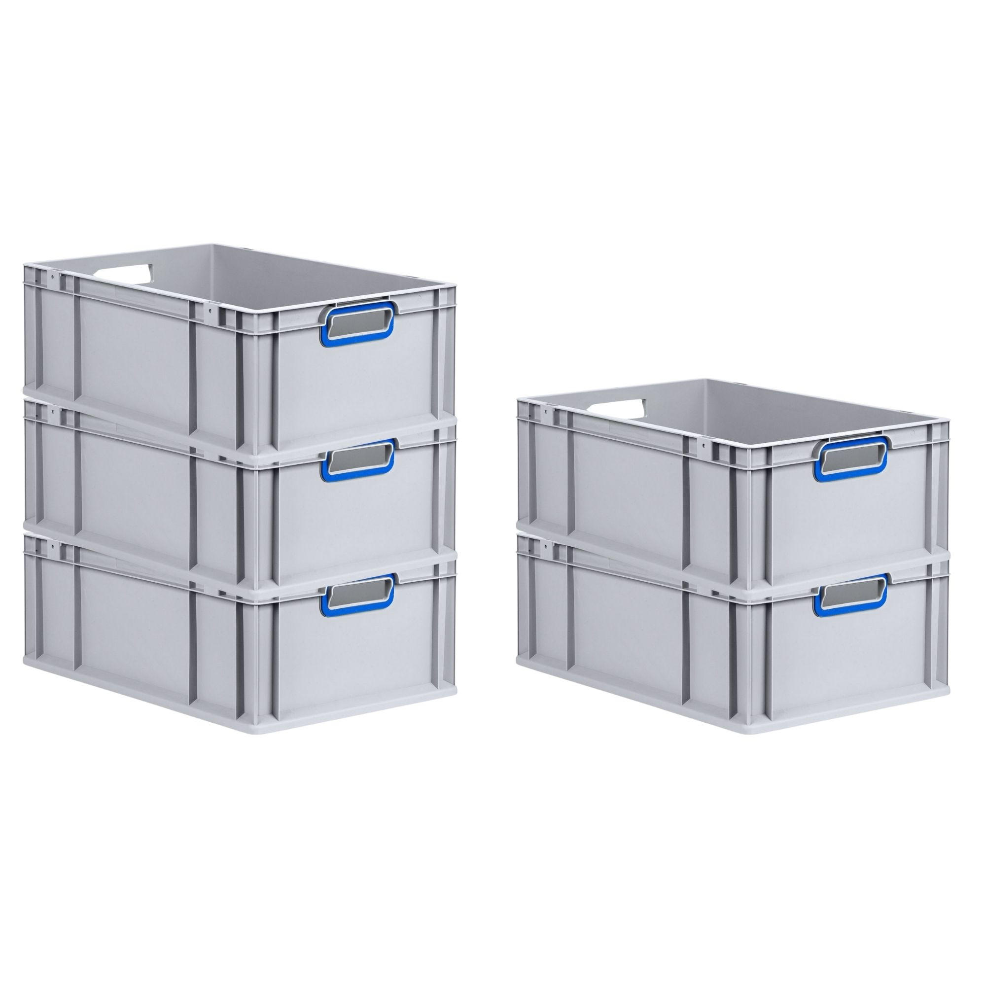 EUROBOX 5x Nextgen Color 22x40x60cm 44 Liter Griffe Blau Offen - Blau, Kunststoff (40/22/60cm) - PROREGAL