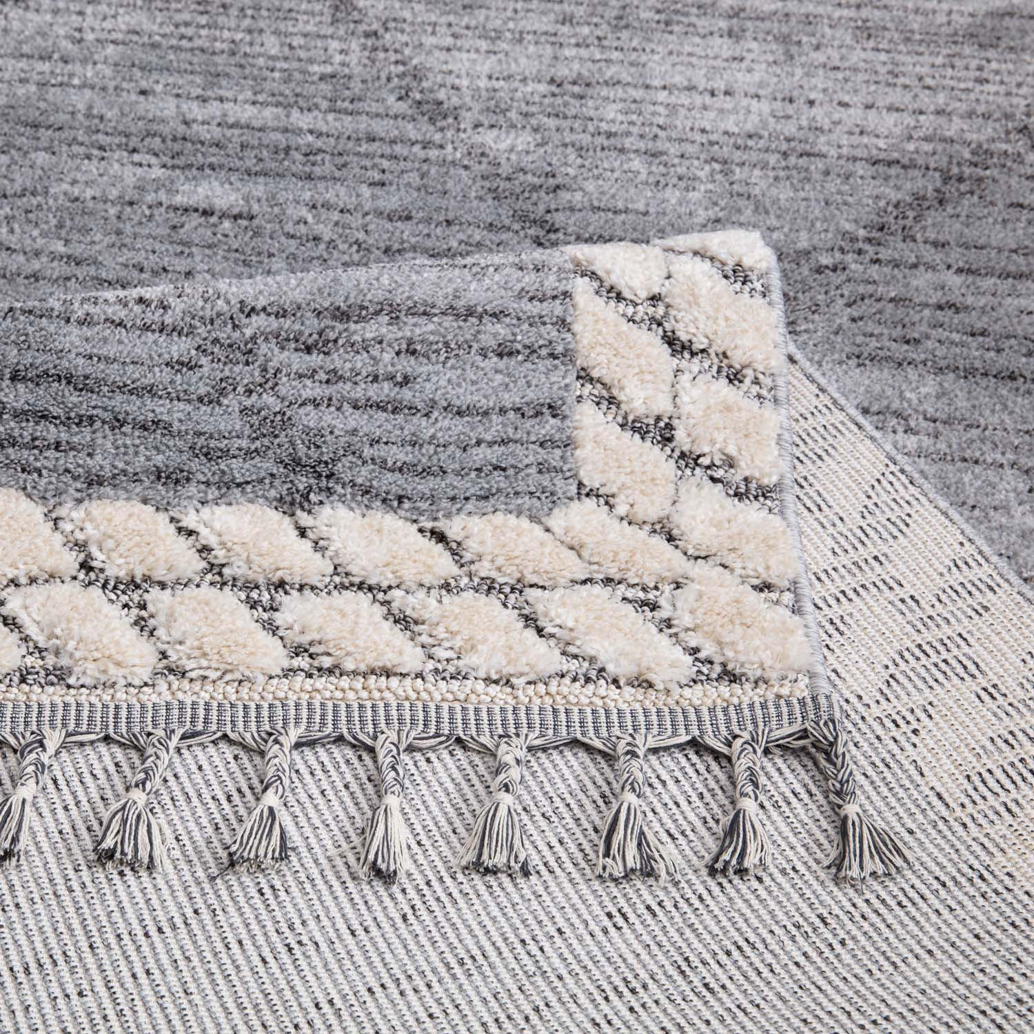 Thumbnail - carpet city Kurzflor-Teppich, Grau, Blau, Creme, Textil, Orientalisch, Rauten, Rechteckig, 80x150 cm, Oeko-Tex® Standard...