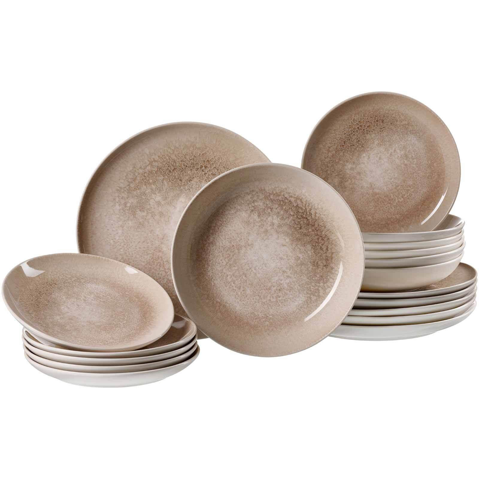 TELLER-SET Savora braun 18er Set - Braun, Keramik (1/1/1cm) - Ritzenhoff Breker
