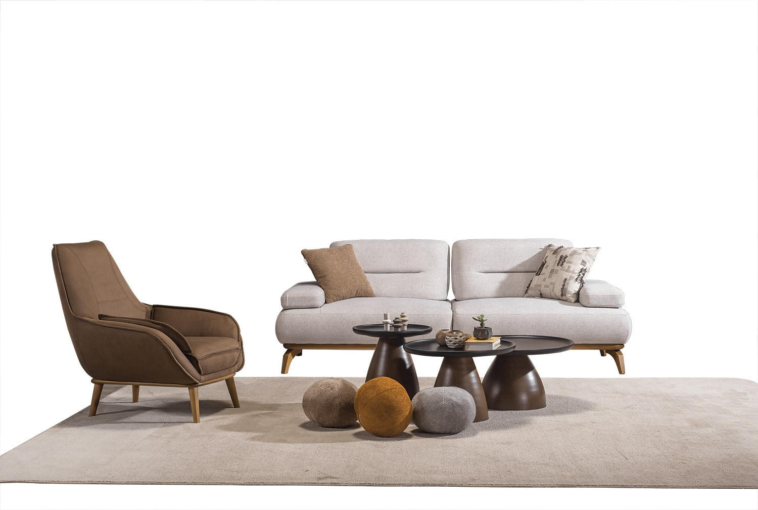 Thumbnail - Villa Möbel Sitzgarnitur, Creme, Holz, 5-Sitzer, 240x82x100 cm, Wohnzimmer, Sofas & Couches, Sitzgarnituren