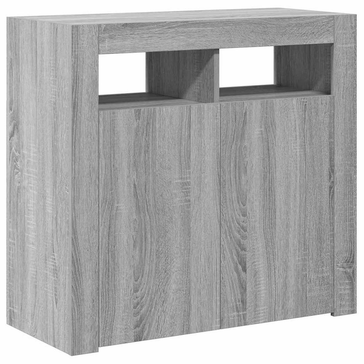 SIDEBOARD mit LED-Licht 80/35/75 cm aus Holzwerkstoff Grau Sonoma Dekor - Silbereichenfarben, Holz (80/75/35cm) - vidaXL