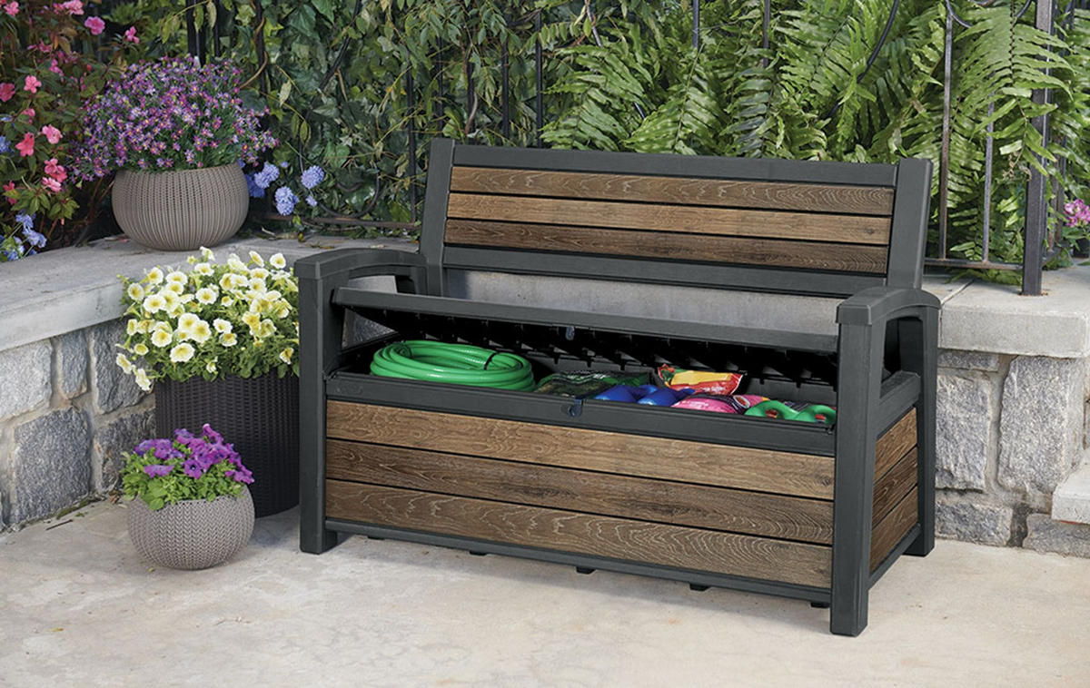 GARTENBANK mit Stauraum Signature - Walnussfarben, Kunststoff (72.5/70/151.7cm) - Keter