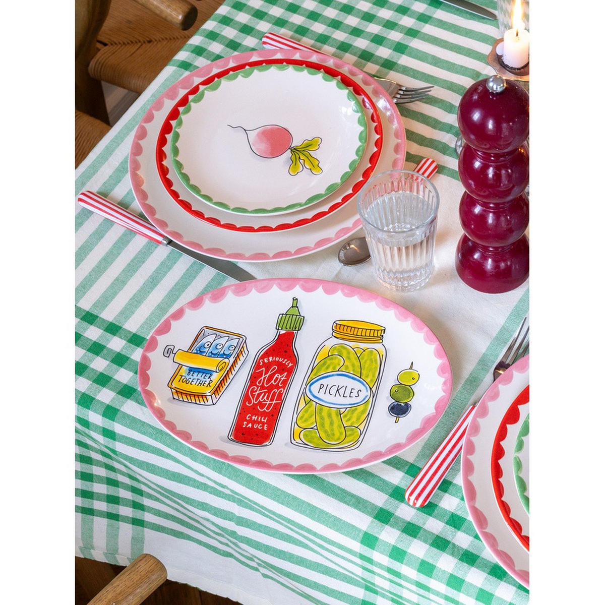 TELLER Food Icons in Bunt - 27cm - Multicolor, Keramik (27/19.4/2.1cm) - Blond Amsterdam