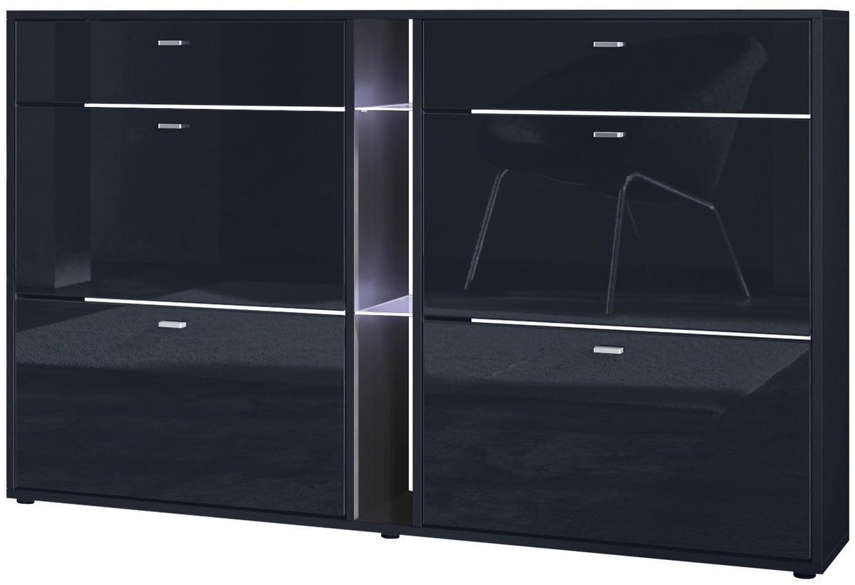 SCHUHSCHRANK Today Fronten in Schwarz Hochglanz - Schwarz Hochglanz, Holzwerkstoff (155.5/95/28cm) - Vladon