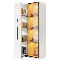 VITRINE 70/40/160 cm aus MDF mit ausziehbarem Bücherregal und LED-Beleuchtung Weiß - Weiß, Holzwerkstoff (70/160/40cm) - Modenvie