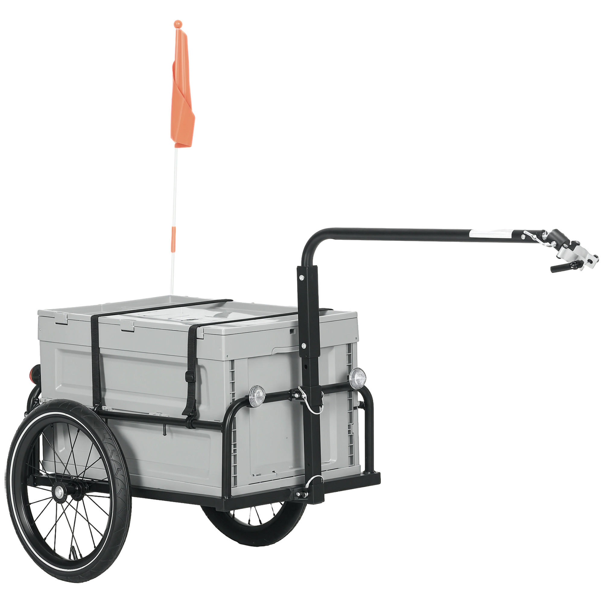 FAHRRADANHÄNGER DE-18150 65 L, abnehmbarer & klappbarer Koffer Grau - Grau, Metall (61/81/145cm) - ComfortXL
