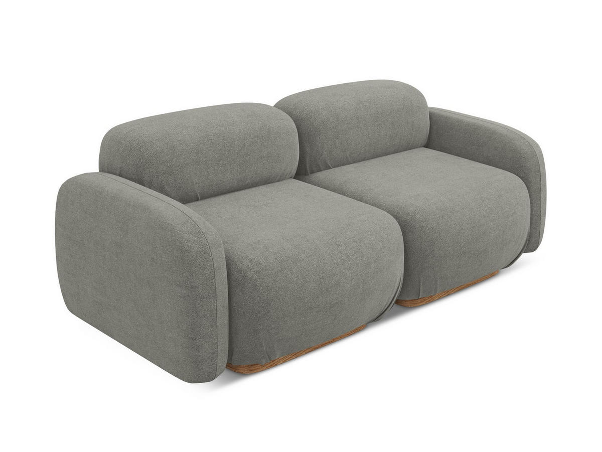 3-SITZER SOFA Bouclé Stoff Beige - Greige/Beige, Holz/Textil (190/73/95cm) - Makamii