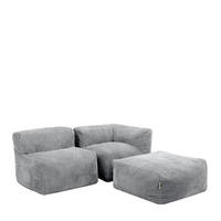 SITZSACK-SOFA 3-tlg. ZEN: Ecksessel, Sessel, Fußstütze - Grau, Textil (500/68/100cm) - icon