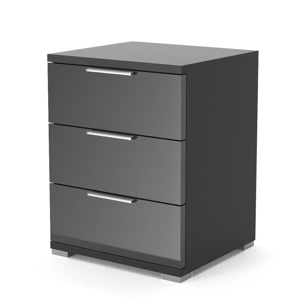NACHTTISCH Florenz Schwarz 46.2 x 60.5 cm - Schwarz, Holzwerkstoff (46.2/60.5/42cm) - Vicco