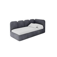 EINZELLBETT Jugendbett mit Bettkasten, Links - VELY 90x200 Dunkelgrau - Dunkelgrau, Holzwerkstoff/Textil (90/200cm) - ALTDECOR