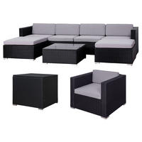 GARTENLOUNGE LUGANO XL Schwarz - Schwarz/Grau, Kunststoff - SVITA