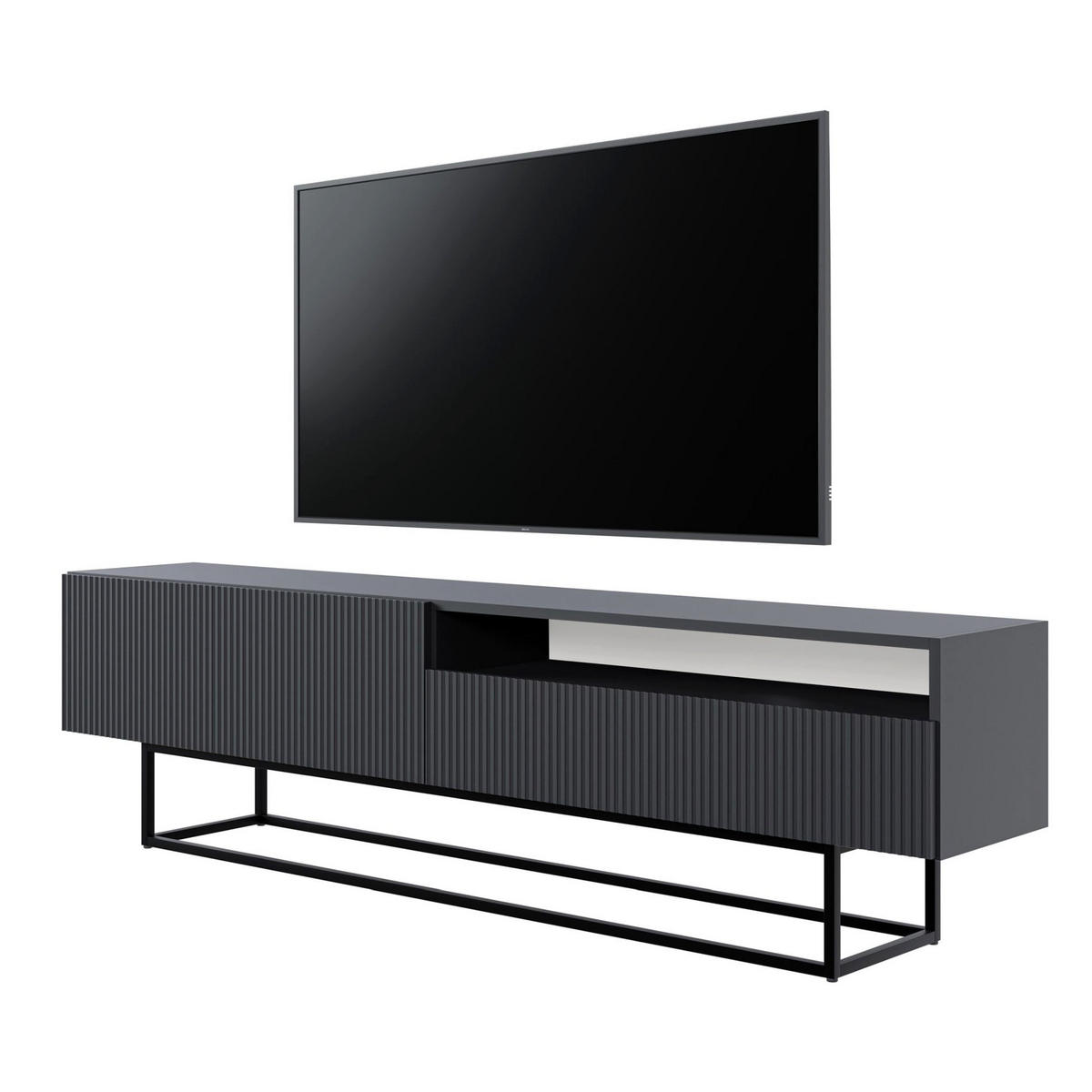 TV-SCHRANK Veldio Schwarz mit offenem Fach 175 cm - Schwarz, Holzwerkstoff/Metall (175/46.5/31.6cm) - Selsey