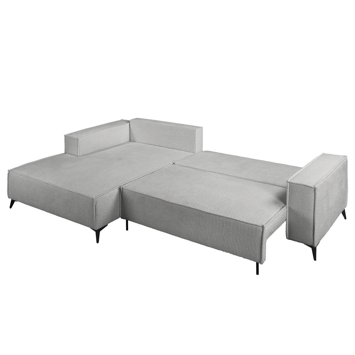 ECKSOFA mit Schlaffunktion - Schwarz/Grau, Textil (294/185cm) - home24