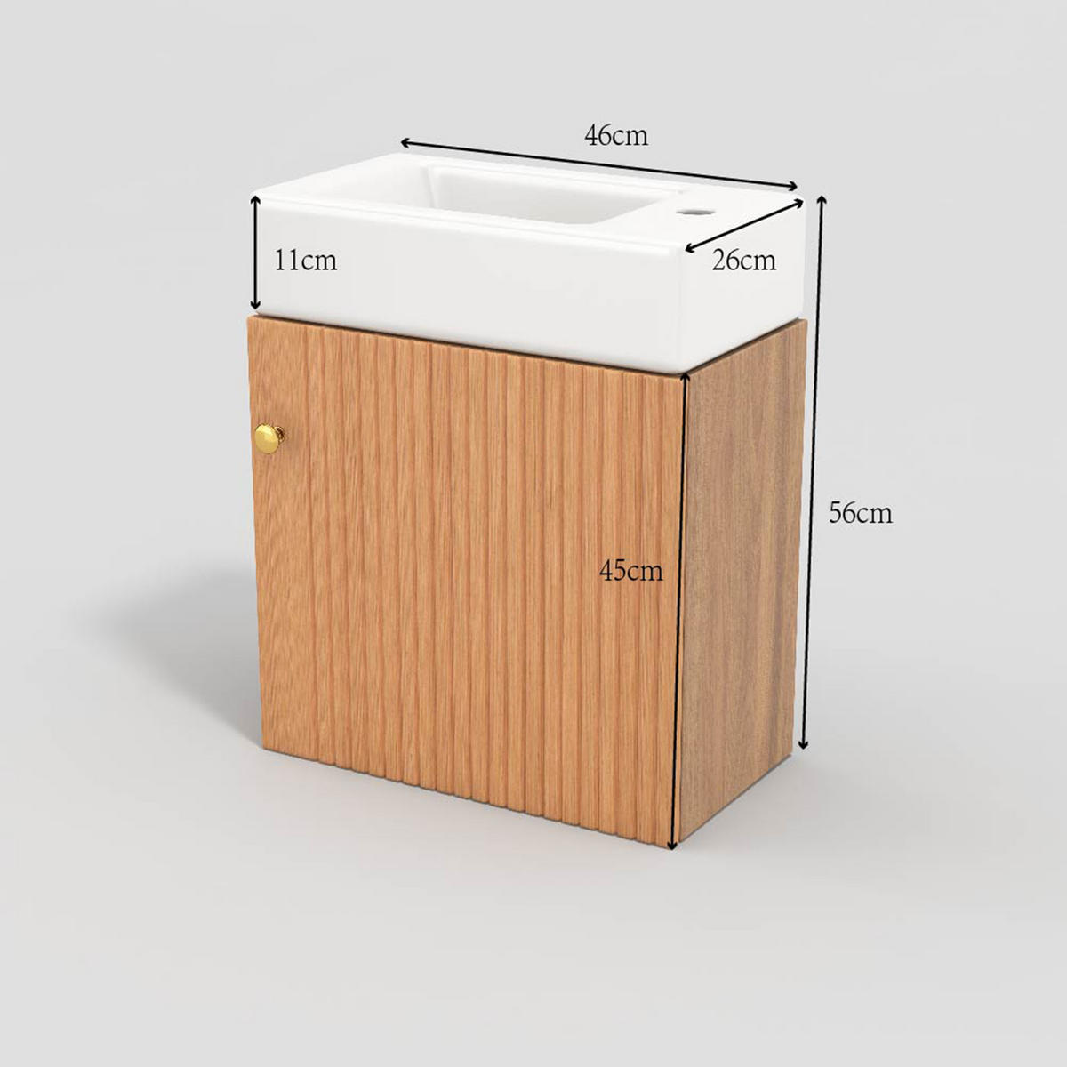 BADMÖBEL Set 55 cm Braun, hängender Waschtischunterschrank mit Waschbecken - Braun, Holz/Keramik (31/66/55cm) - PARAFTA HOME