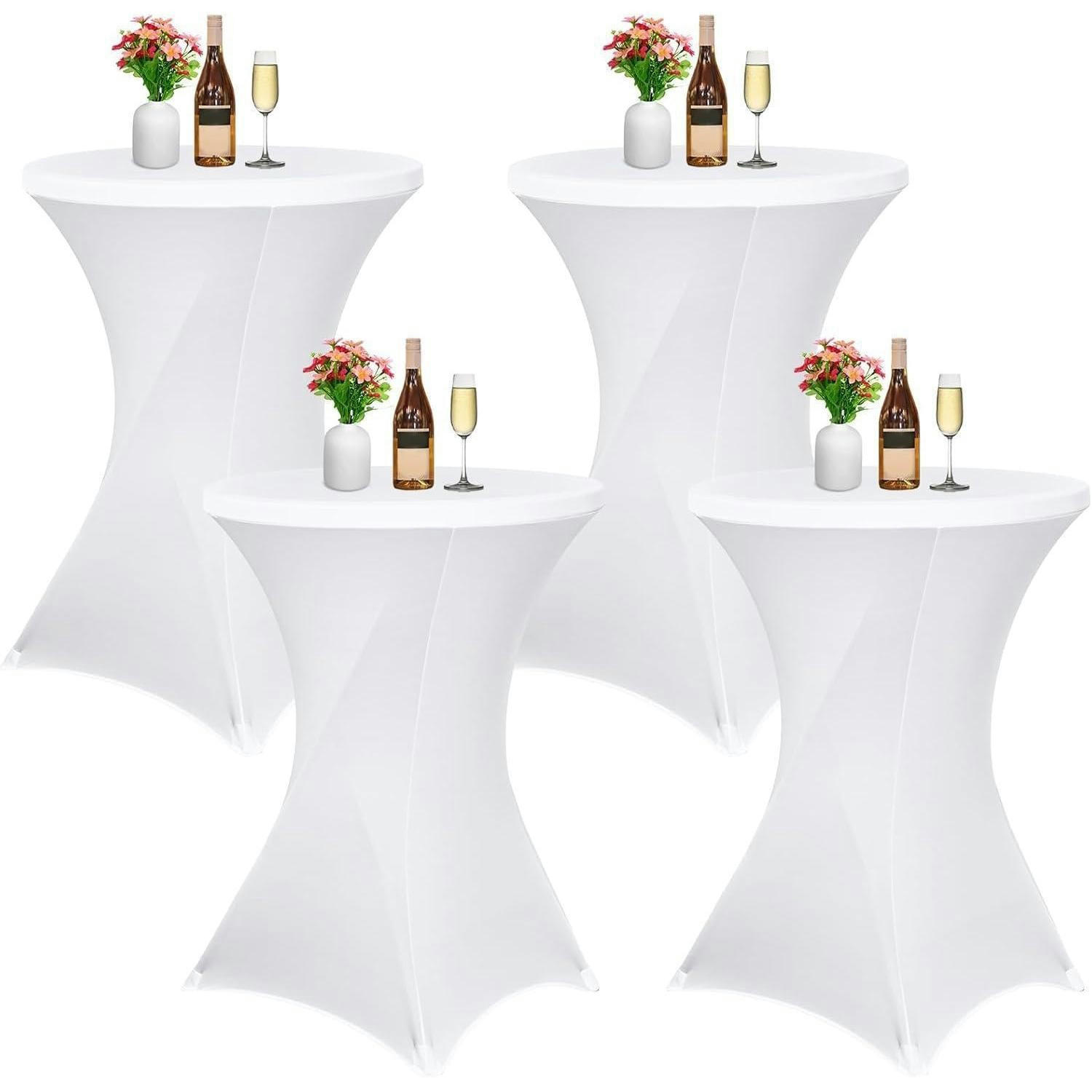 STEHTISCH Husse 4er-Set Stretch Weiß 70 cm - Weiß, Textil (70/110cm)