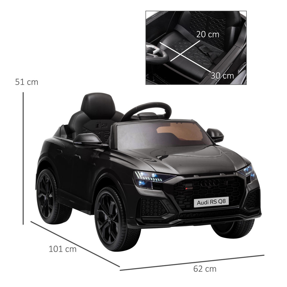 ELEKTRO-KINDERAUTO DE-13046 Bluetooth Schwarz - Schwarz, Kunststoff (101/62/51cm) - ComfortXL