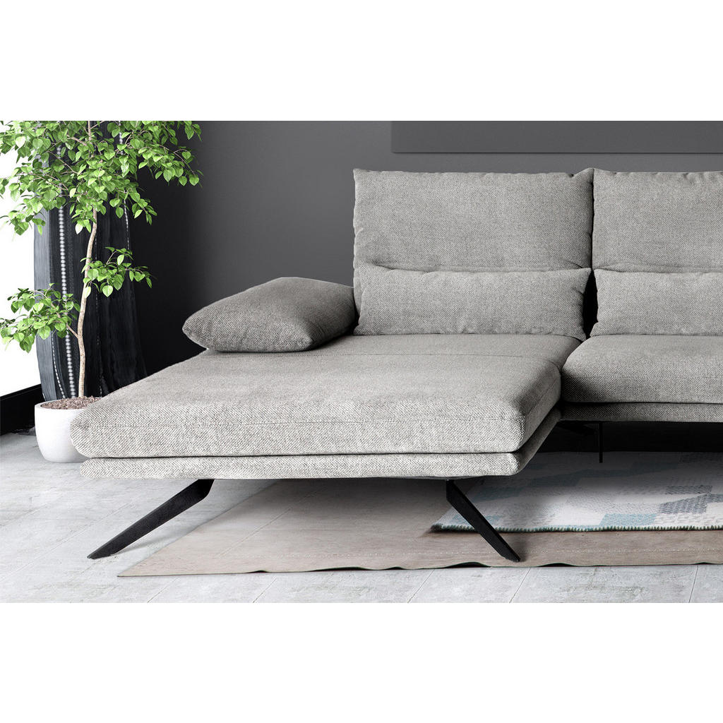 Thumbnail - Kawola Ecksofa, Hellgrau, Textil, 3-Sitzer, Füllung: Schaumstoff, Ottomane links, L-Form, 297x168 cm, Wohnzimmer, Sofas ...