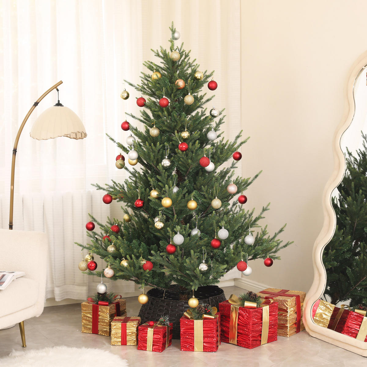 WEIHNACHTSBAUM 180cm, Metallsockel, Grün - Grün, Kunststoff (180cm) - HOMCOM