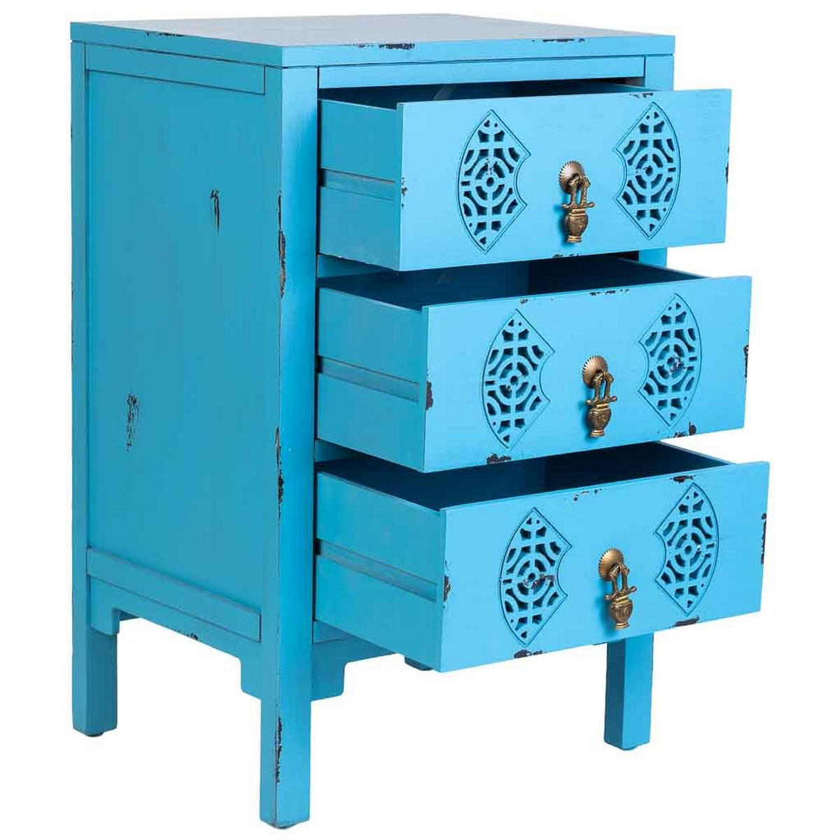 NACHTTISCH aus Holz, blau, 45x36x70cm - Blau, Holz (45/70/36cm) - Wanderlust