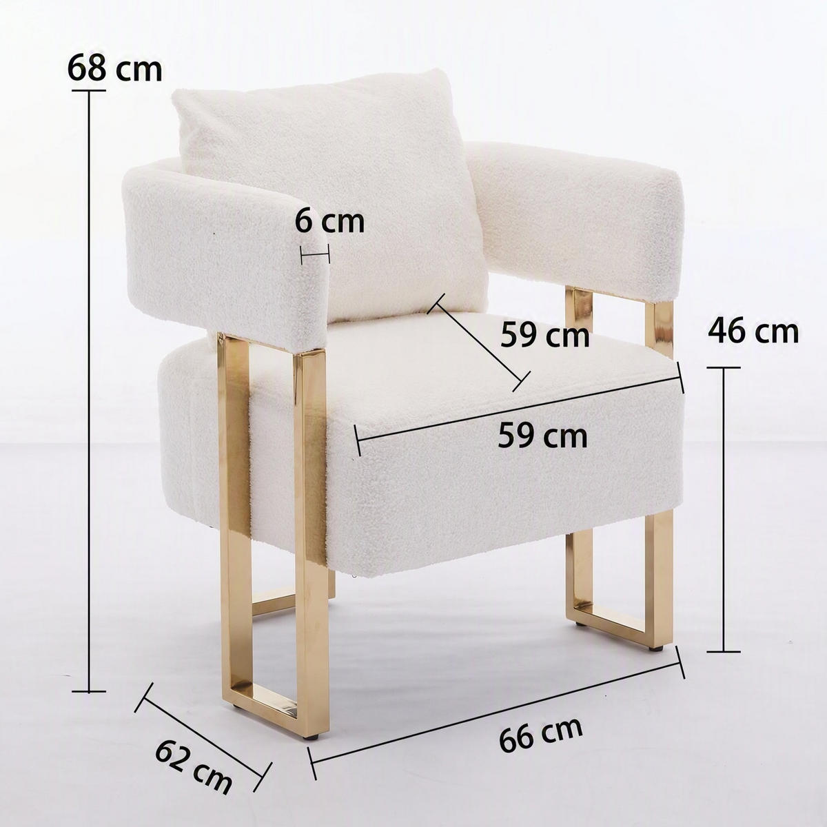 SESSEL Minimalistisch-luxuriös mit Kissen, DE-42889, Weiß - Weiß, Metall (68/70/68cm) - ComfortXL