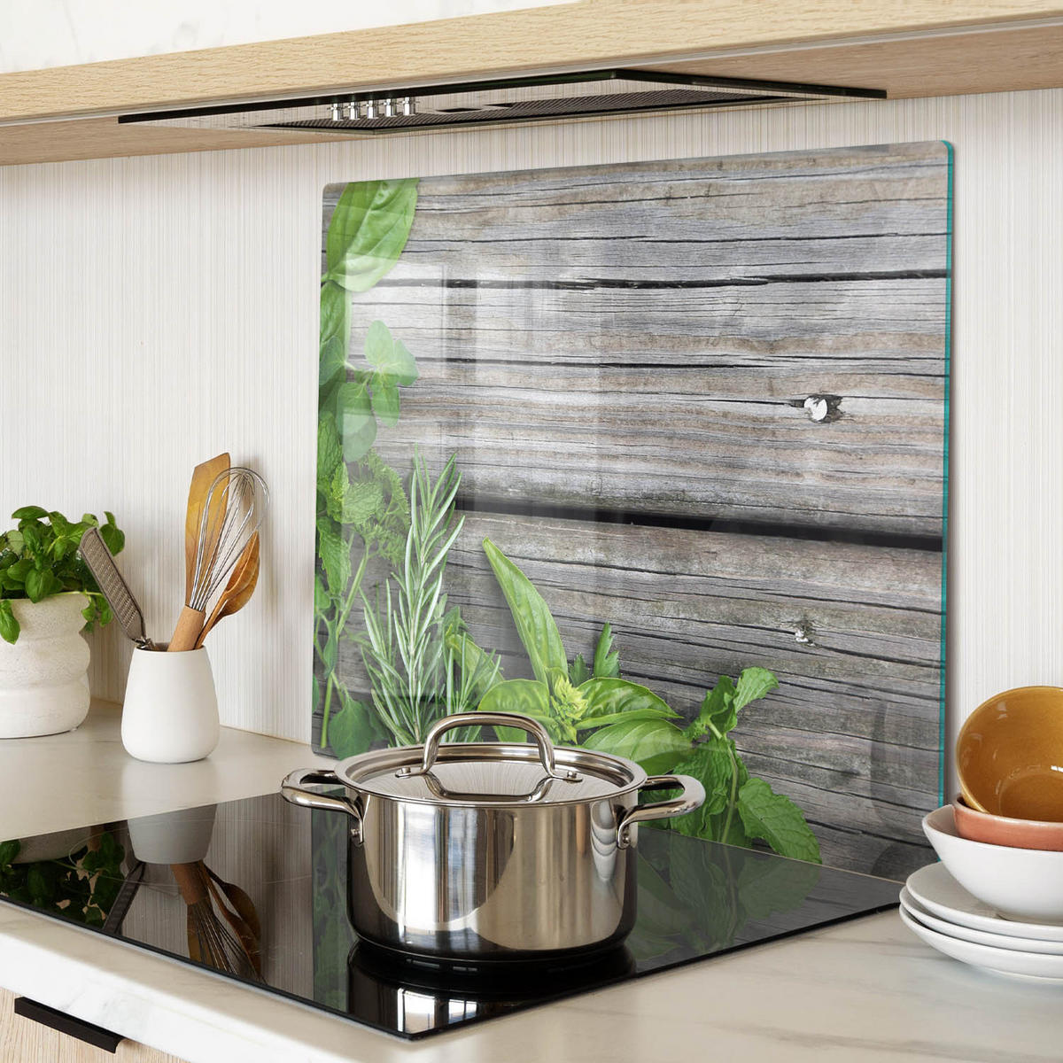 GLASPLATTE 60x52 cm Waldkräuter - Grün, Glas (60/0.4/52cm) - TULUP