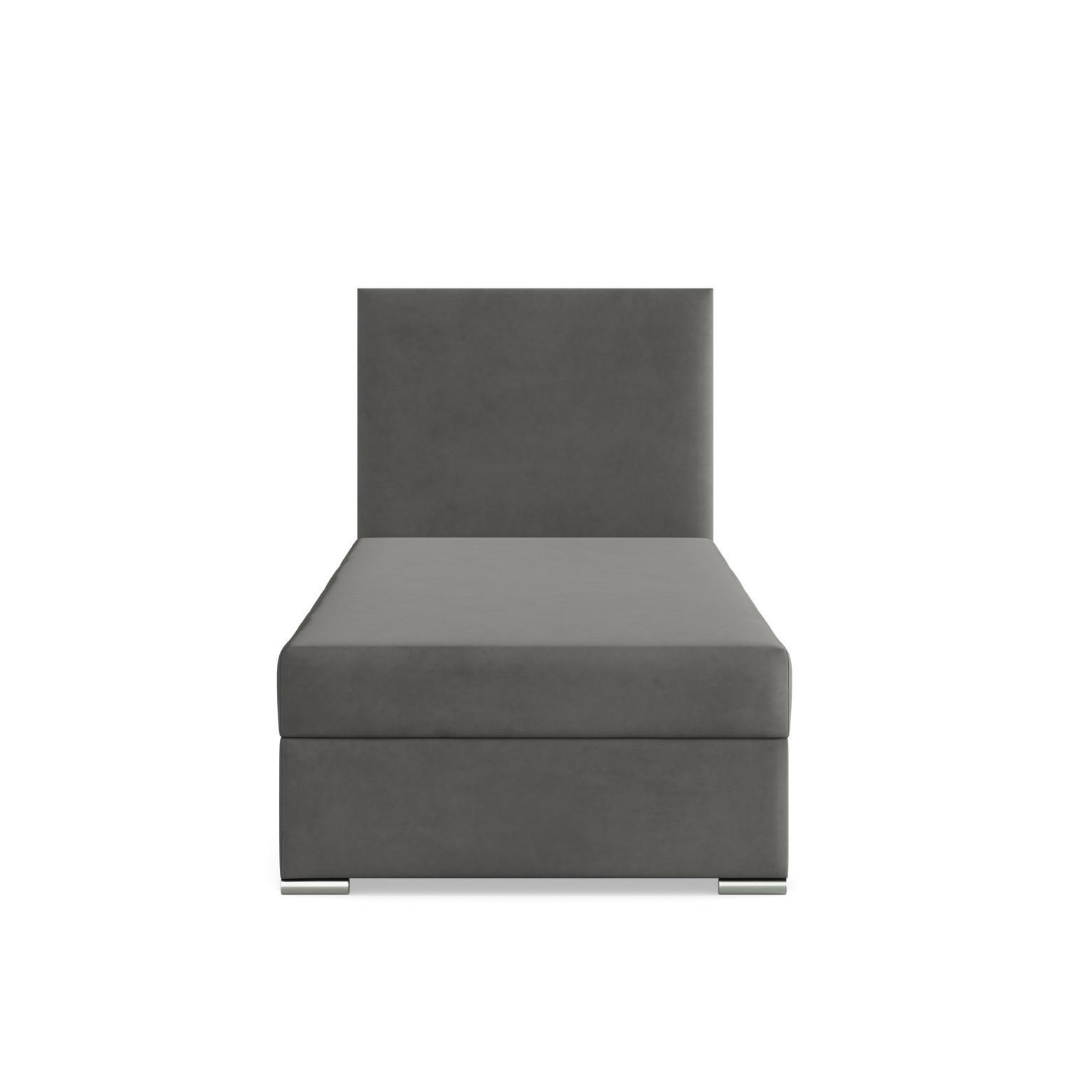 BOXBETT MIT KOPFTEIL 90x200 ZONZA, Grau - Graphitfarben, Textil (90/200cm) - Mebligo