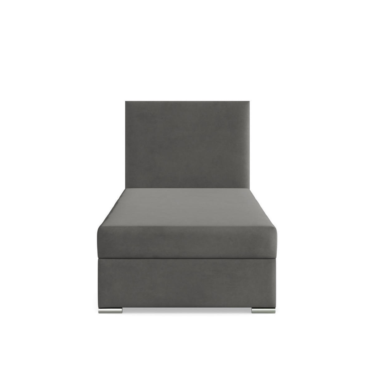 BOXBETT MIT KOPFTEIL 90x200 ZONZA, Grau - Graphitfarben, Textil (90/200cm) - Mebligo