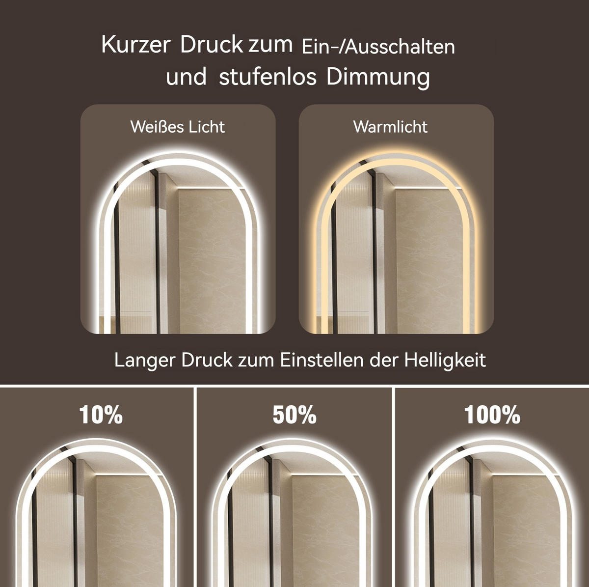 LED Badezimmerspiegel 90x60x3cm Silber, 3 Lichtfarben dimmbar mit Entspiegelungsfunktion - Silberfarben, Glas (3/90/60cm) - Modfu