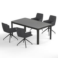 GARTENESSGRUPPE - 5-teilig - Stahl / Polyester - Dunkelbraun, Textil/Metall - home24