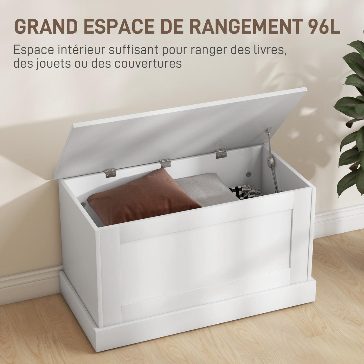 KISSENBOX DE-12524 80/40/45 cm Weiß - Weiß, Holzwerkstoff (40/45/80cm) - ComfortXL